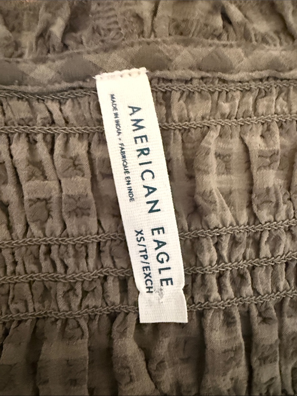 Bohemian Cottagecore Smocked Tie-Front Sleeveless Vest Crop Top — Olive Green - Picture 2 of 5